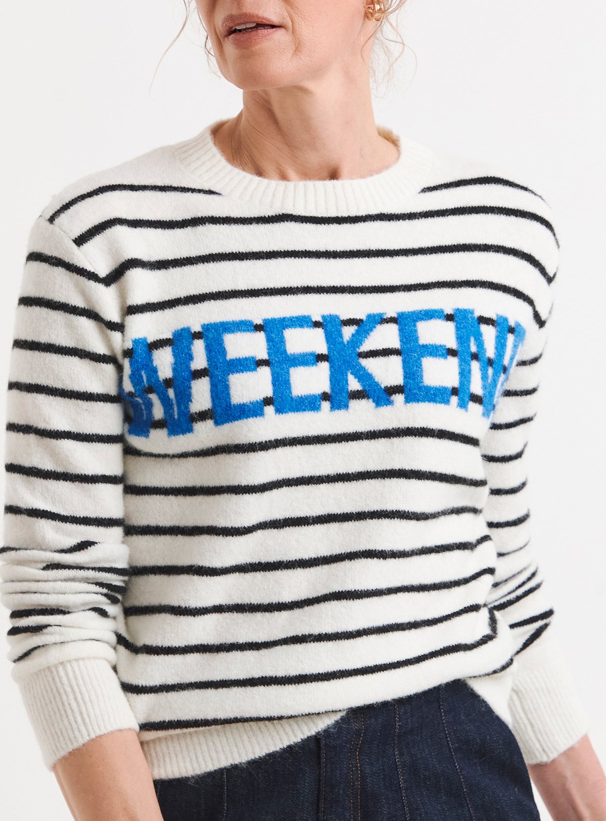 JD WILLIAMS Slogan Stripe Knitted Sweatshirt 28-30 - Image 3 thumbnail